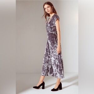 Urban Outfitters Isabella Crushed Velvet Purple Grey Jumpsuit